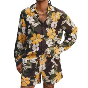 NEW TOMBOLO Night Bloom Floral Long Sleeve Button-Down Shirt – Brown/Multi – L